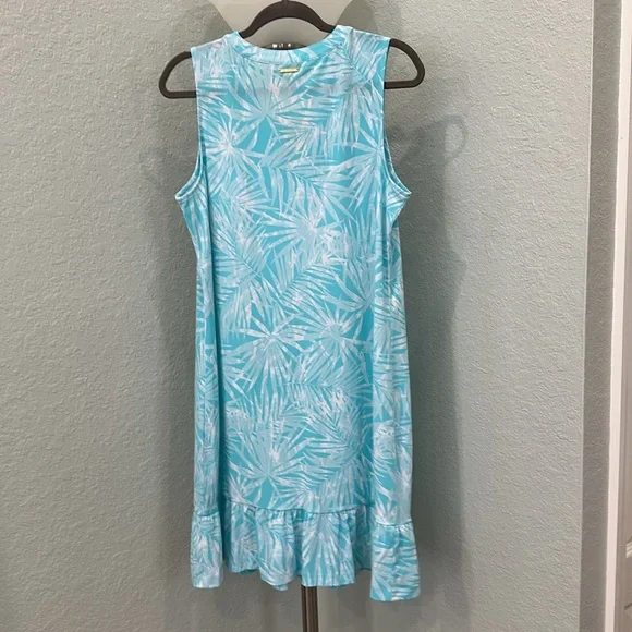 Michael Kors Tropical Sleeveless Dress with Ruffle Hem. Turquoise Size L. NWT - Picture 5 of 5